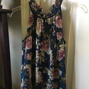 Altar'd State Halter Tie Top | Chiffon Navy Floral